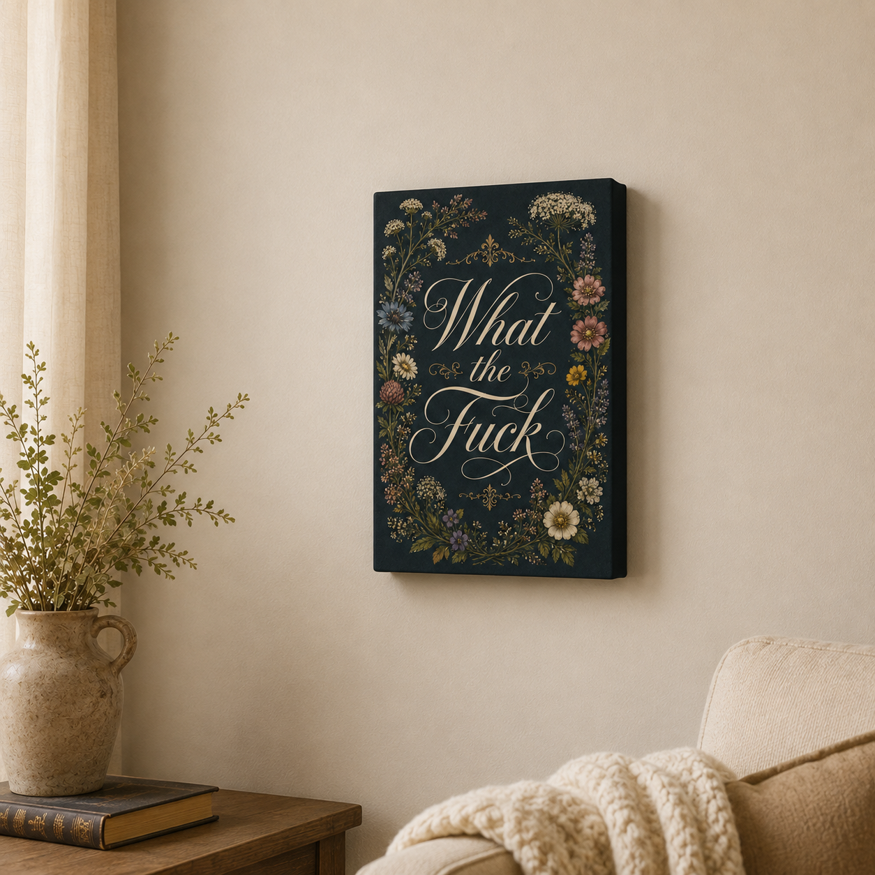 What the Fuck Floral Canvas Wall Art